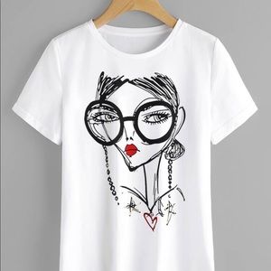 Cartoon portrait print tee/tshirt